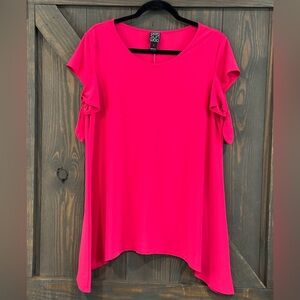 Clara Sun Woo Women’s Asymmetric Hem Longline Tunic Top Pink Jersey Knit‎ Large